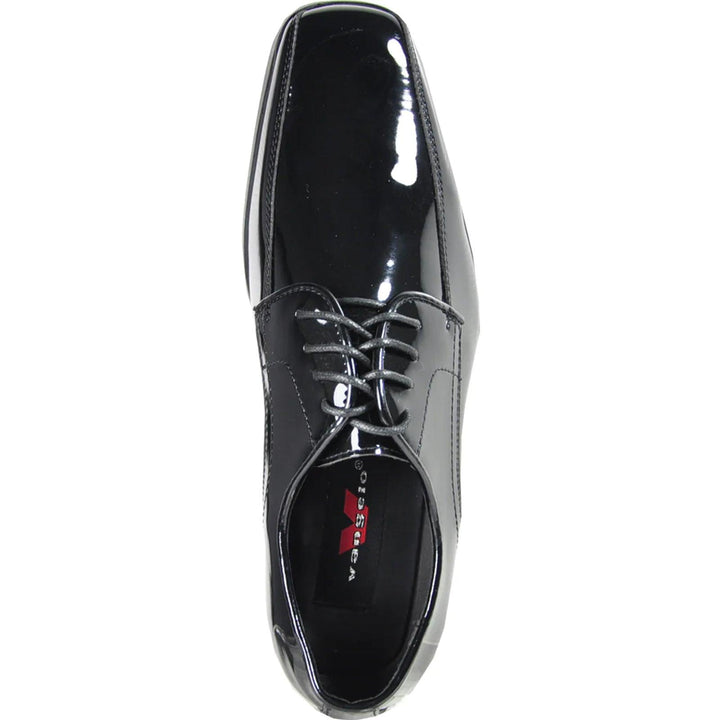 Menu Classic Black Patent Bicycle Toe Tuxedo Shoe by Bravo - Elegant Mensattire