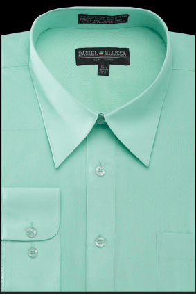 Mint Green Basic Dress Shirt by Daniel Ellissa: Regular Fit for Men - Elegant Mensattire