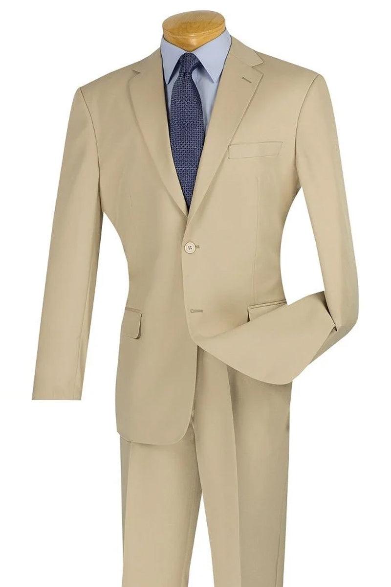 Modern Tan Poplin Suit | 2-Button | Apollo King | Mens Slim Fit - Elegant Mensattire