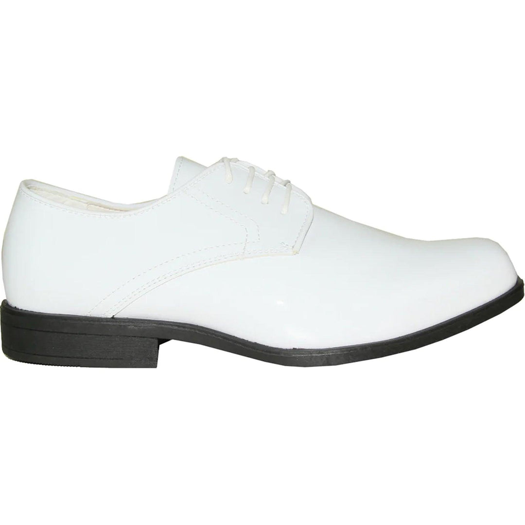 Modern White Tuxedo Shoes by Bravo – Classic Shiny Patent Formal - Elegant Mensattire