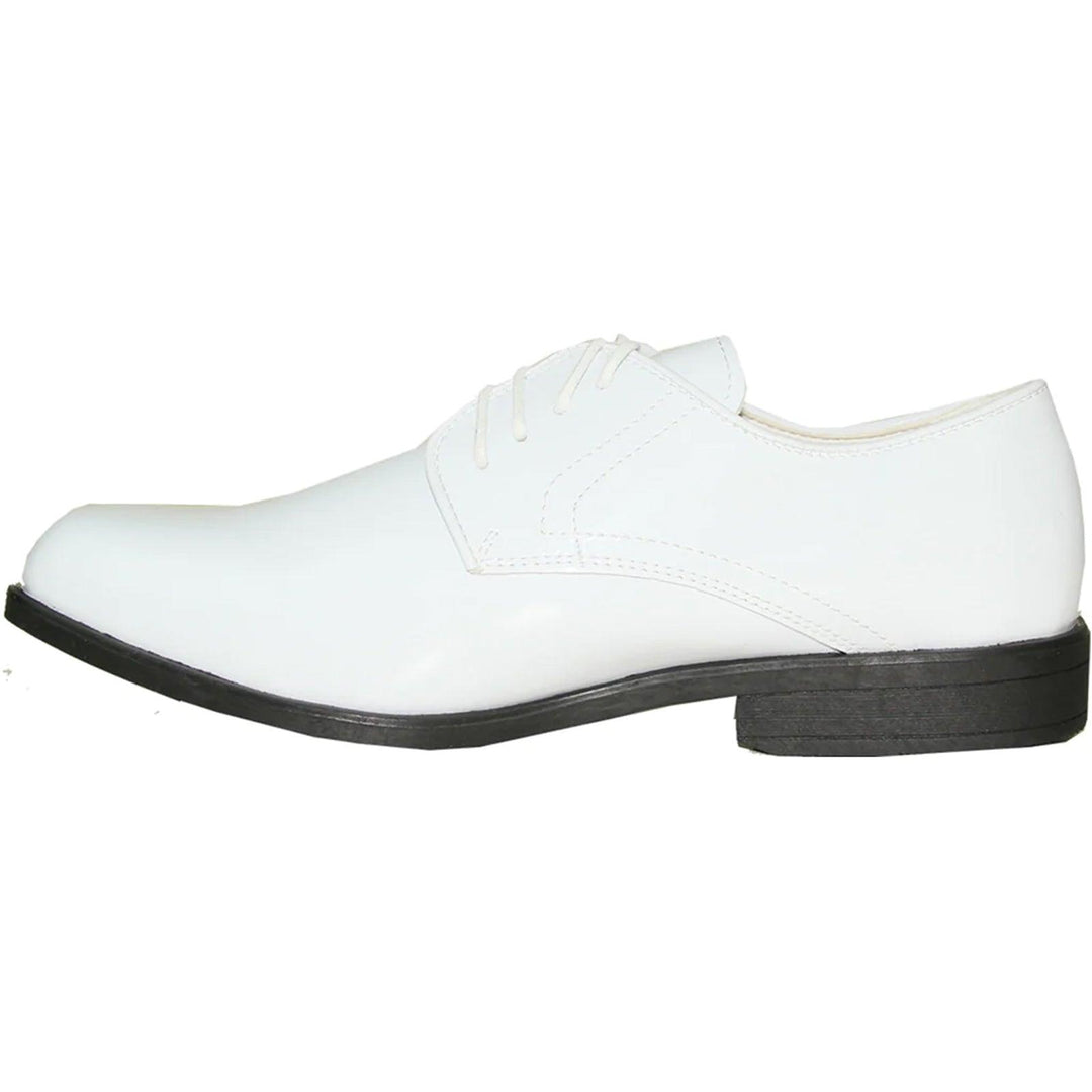 Modern White Tuxedo Shoes by Bravo – Classic Shiny Patent Formal - Elegant Mensattire