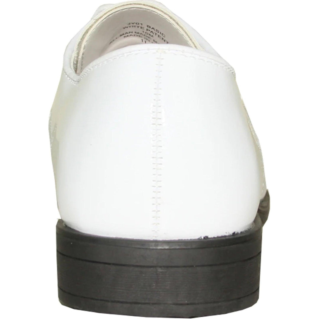 Modern White Tuxedo Shoes by Bravo – Classic Shiny Patent Formal - Elegant Mensattire