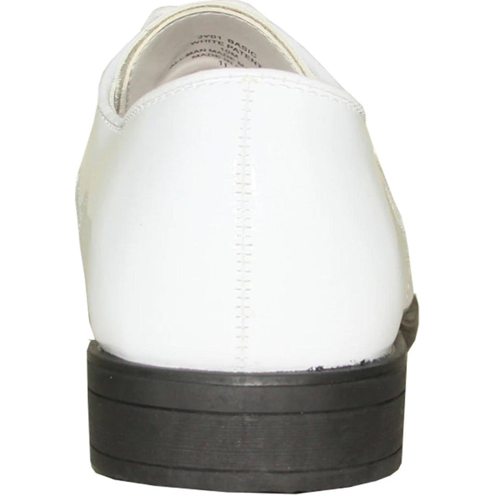 Modern White Tuxedo Shoes by Bravo – Classic Shiny Patent Formal - Elegant Mensattire