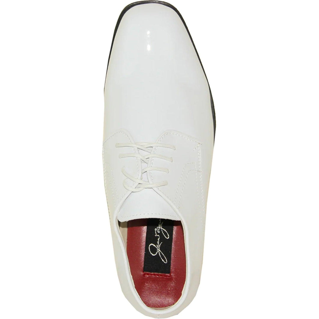 Modern White Tuxedo Shoes by Bravo – Classic Shiny Patent Formal - Elegant Mensattire