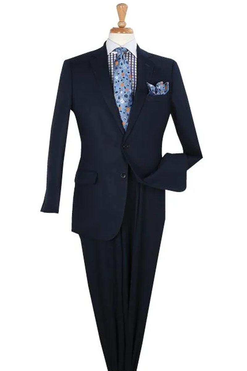 "Navy Linen Summer Suit: Apollo King's Classic Fit Two-Button Menswear" - Elegant Mensattire