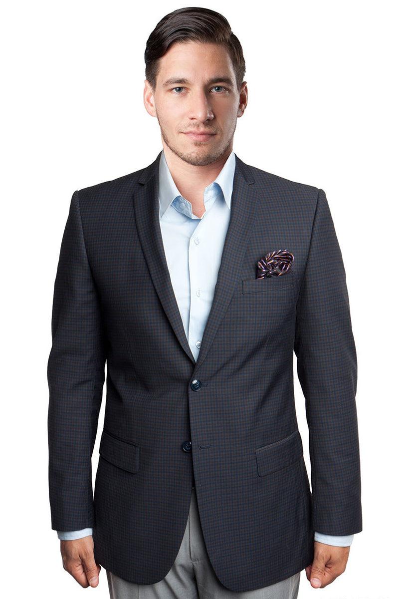 | Style: 14601

Tazio Men's Micro Check Sports Coat, Black & Blue | 14601 - Elegant Mensattire