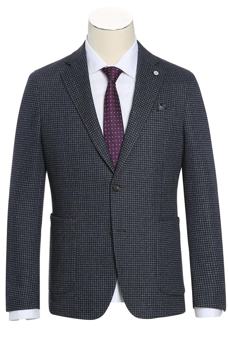 Pelago Charcoal Grey Slim-Fit Summer Blazer w/ Half-Canvas Patch Pocket - Elegant Mensattire