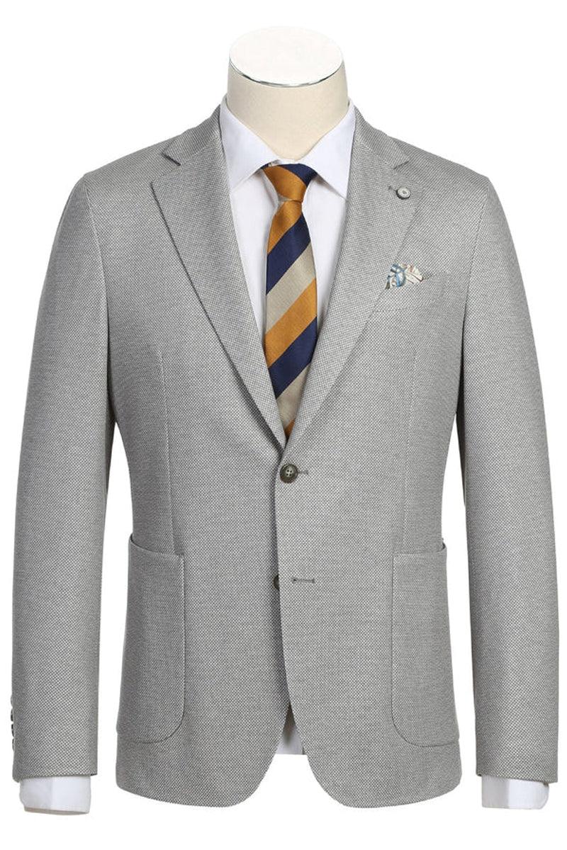 Pelago Half Canvas Grey Unconstructed Sport Coat with Patch Pockets - Elegant Mensattire