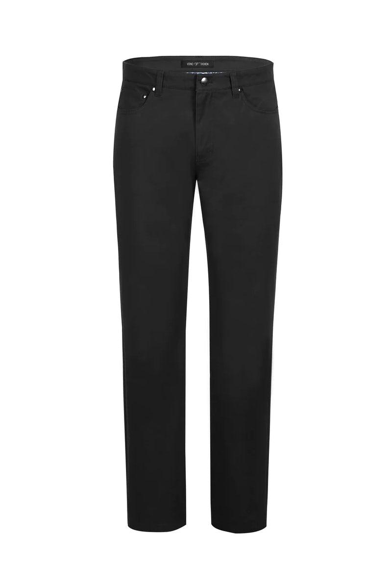 "Pelago Men's Black Cotton Stretch Chino Dress Pants" - Elegant Mensattire