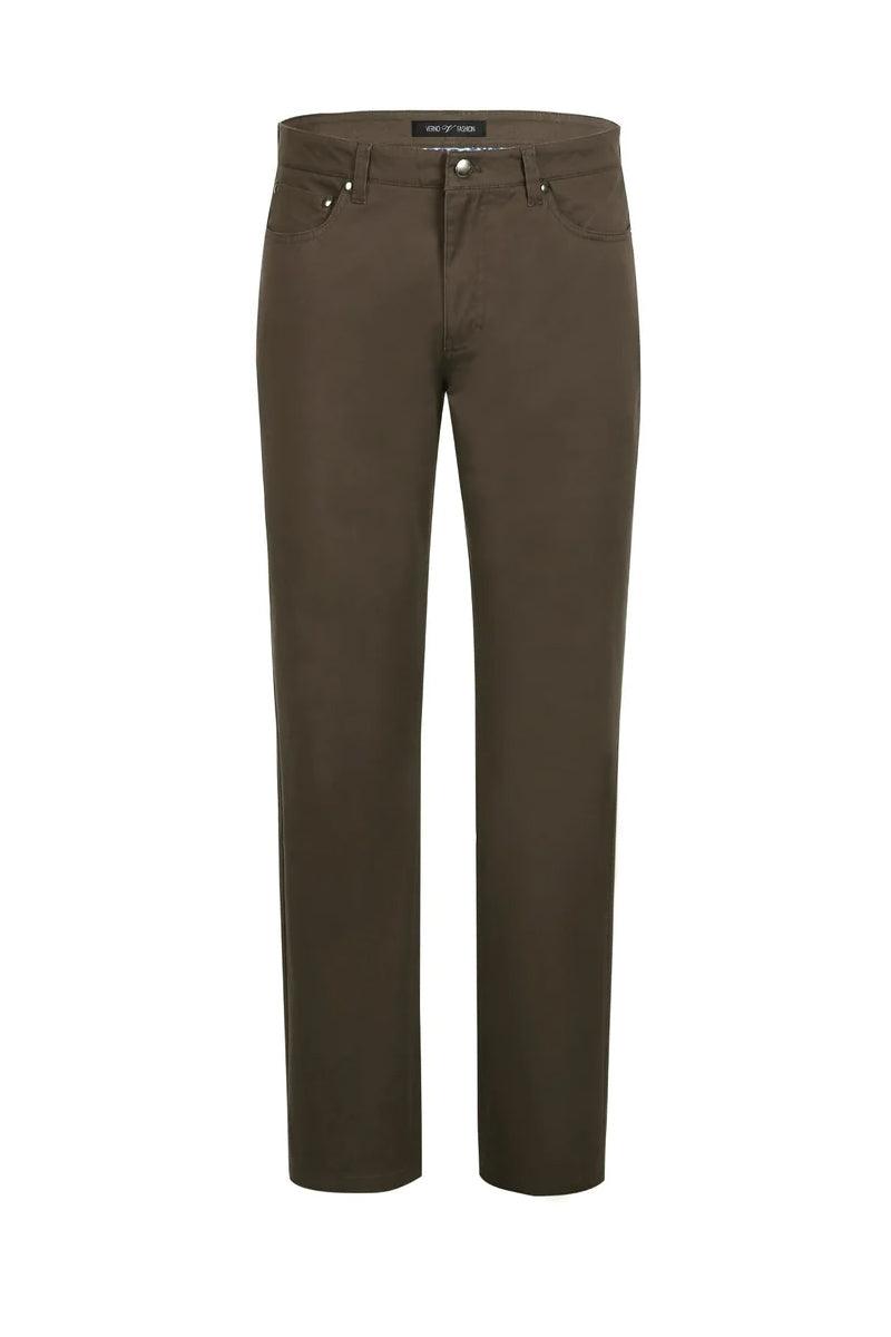 "Pelago Men's Brown Stretch Cotton Chino Dress Pants" - Elegant Mensattire