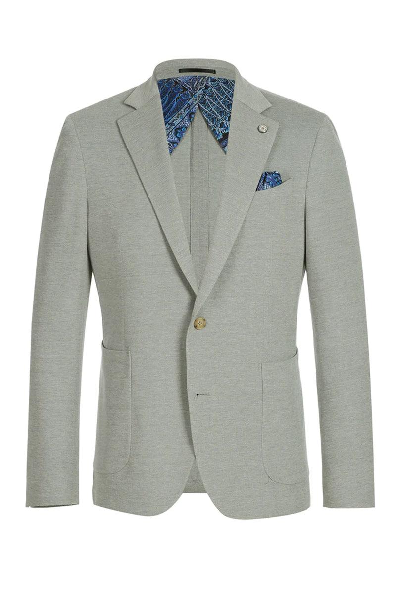 "Pelago Men's Slim-Fit Cotton Blazer - Light Grey" - Elegant Mensattire