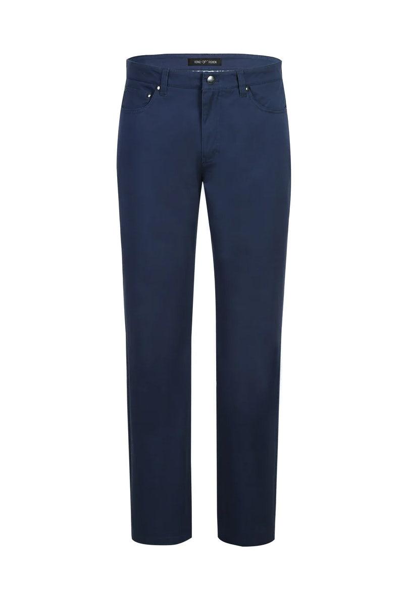 "Pelago Men's Stretch Chino Dress Pants with 5-Pocket Design - Blue" - Elegant Mensattire