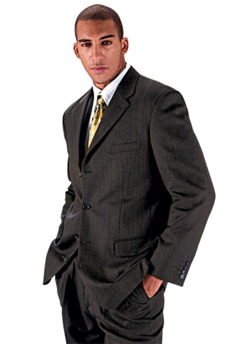 Perfected Product Title:
Fortino Landi Men's 4-Button 100% Wool Dress Suit in Grey Pinstripe - Elegant Mensattire