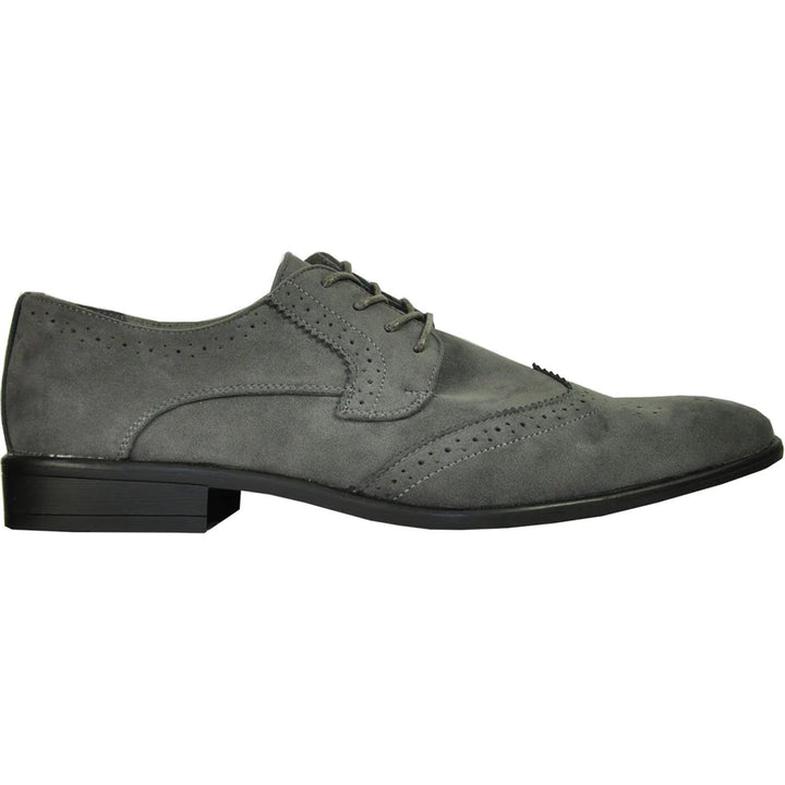 Polished Product Title: "Bravo Men's Grey Vegan Suede Wingtip Dress Shoe for Weddings & Proms" - Elegant Mensattire