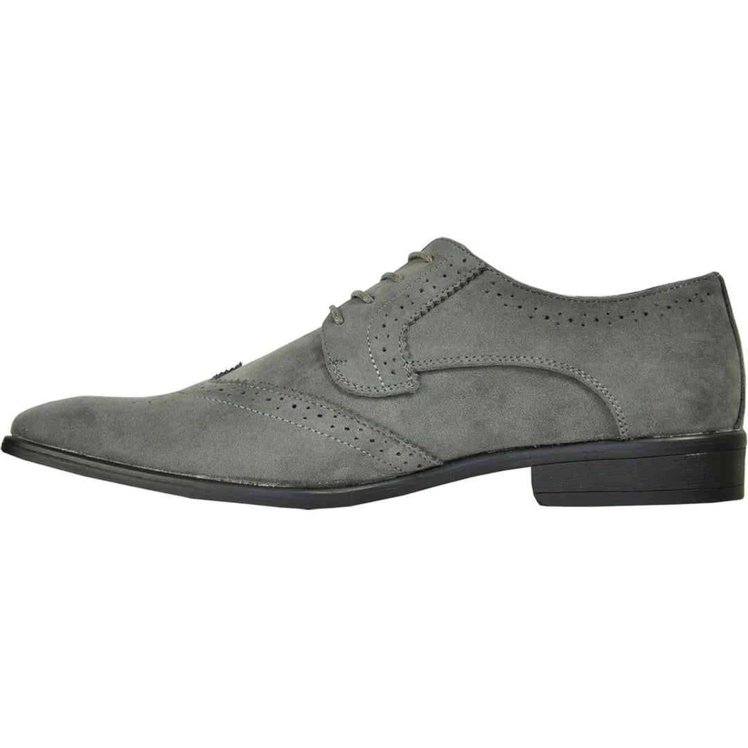 Polished Product Title: "Bravo Men's Grey Vegan Suede Wingtip Dress Shoe for Weddings & Proms" - Elegant Mensattire