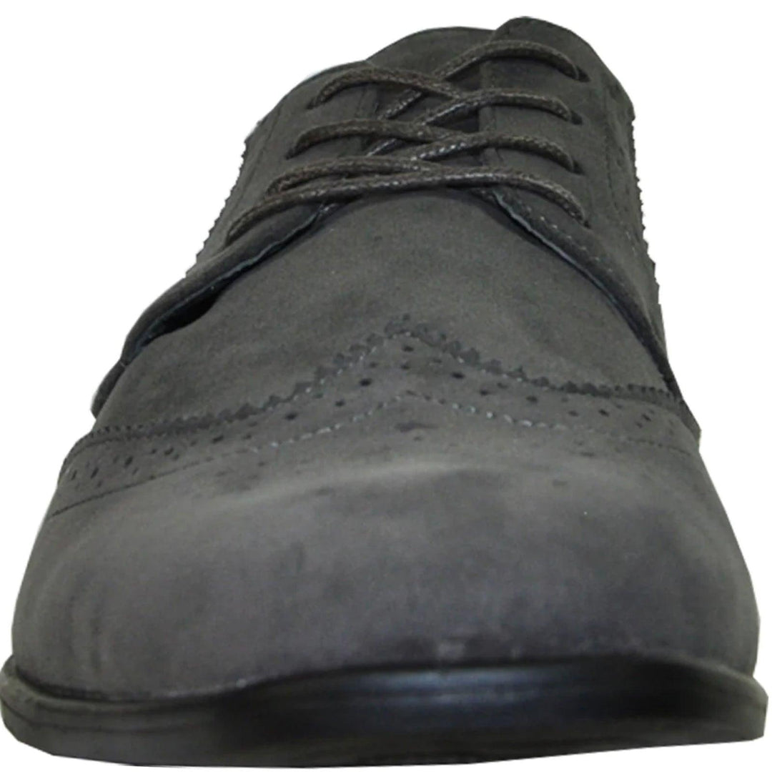 Polished Product Title: "Bravo Men's Grey Vegan Suede Wingtip Dress Shoe for Weddings & Proms" - Elegant Mensattire