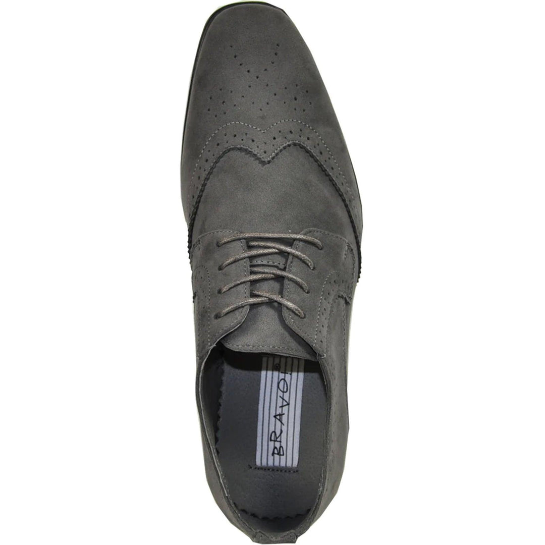 Polished Product Title: "Bravo Men's Grey Vegan Suede Wingtip Dress Shoe for Weddings & Proms" - Elegant Mensattire