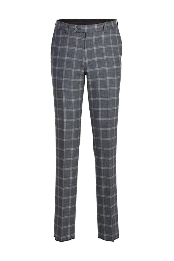 Polished Product Title: English Laundry Men's Slim-Fit 2-Btn Wool Suit in Bold Grey Windowpane Plaid - Elegant Mensattire