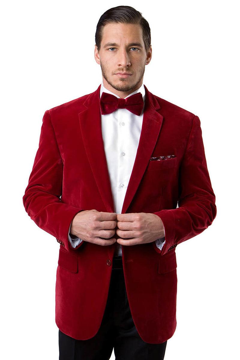 Premium Men's Tazio Red Velvet 2-Button Blazer - Classic & Classy - Elegant Mensattire