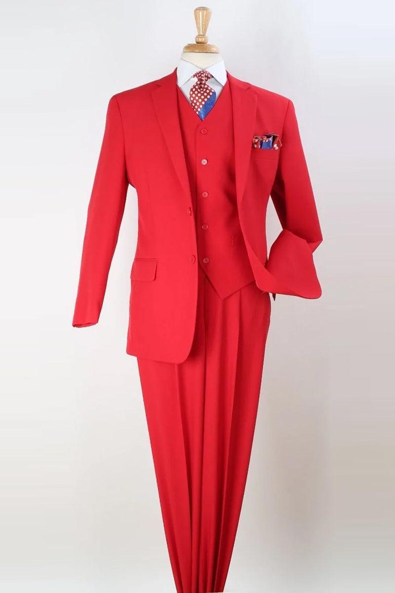 "Red Apollo King Classic Fit Vested 2-Button Pleated Pants Suit" - Elegant Mensattire