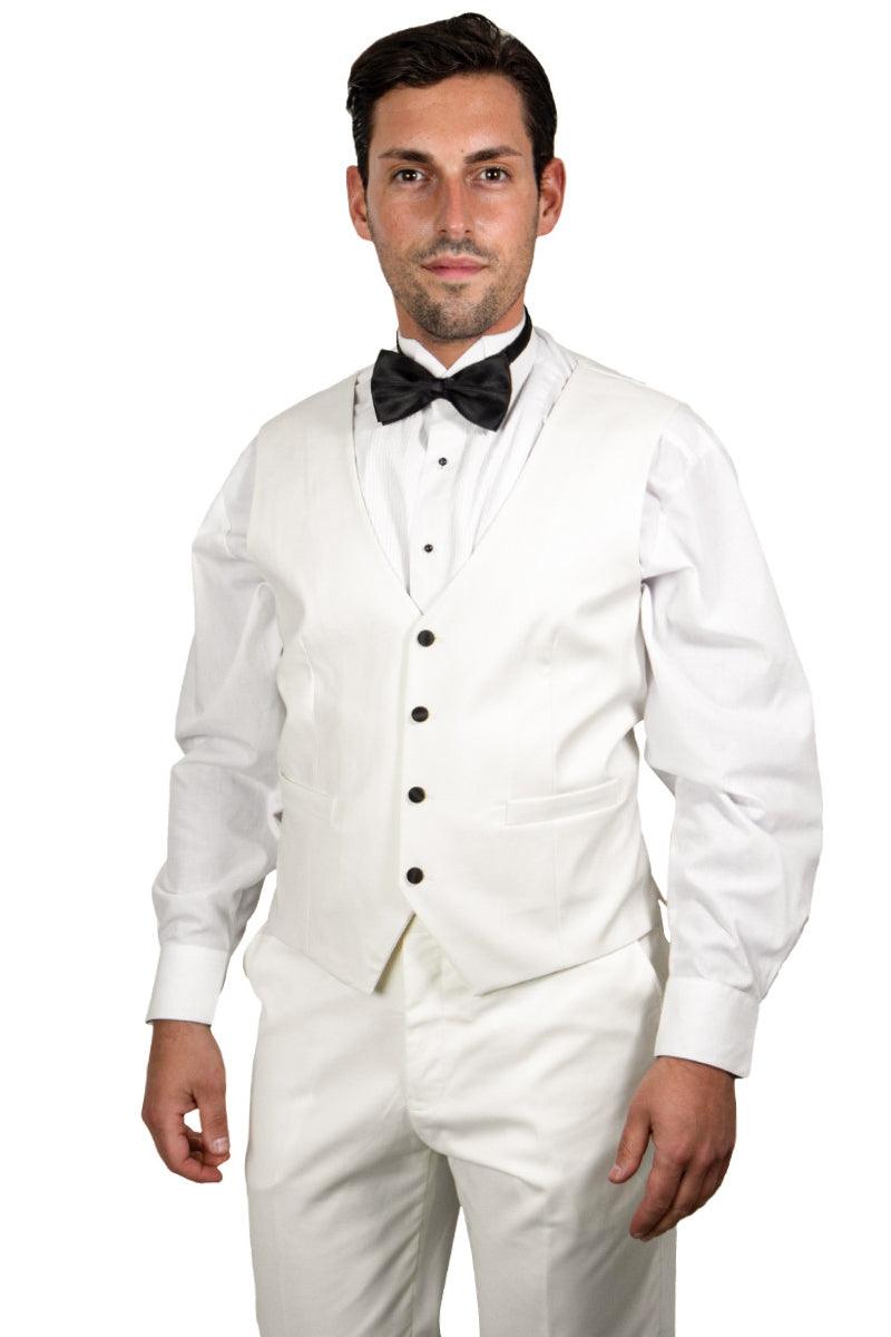 Refined Product Title: Stacy Adams Ivory Shawl Lapel Tuxedo - Vested One Button Style - Elegant Mensattire