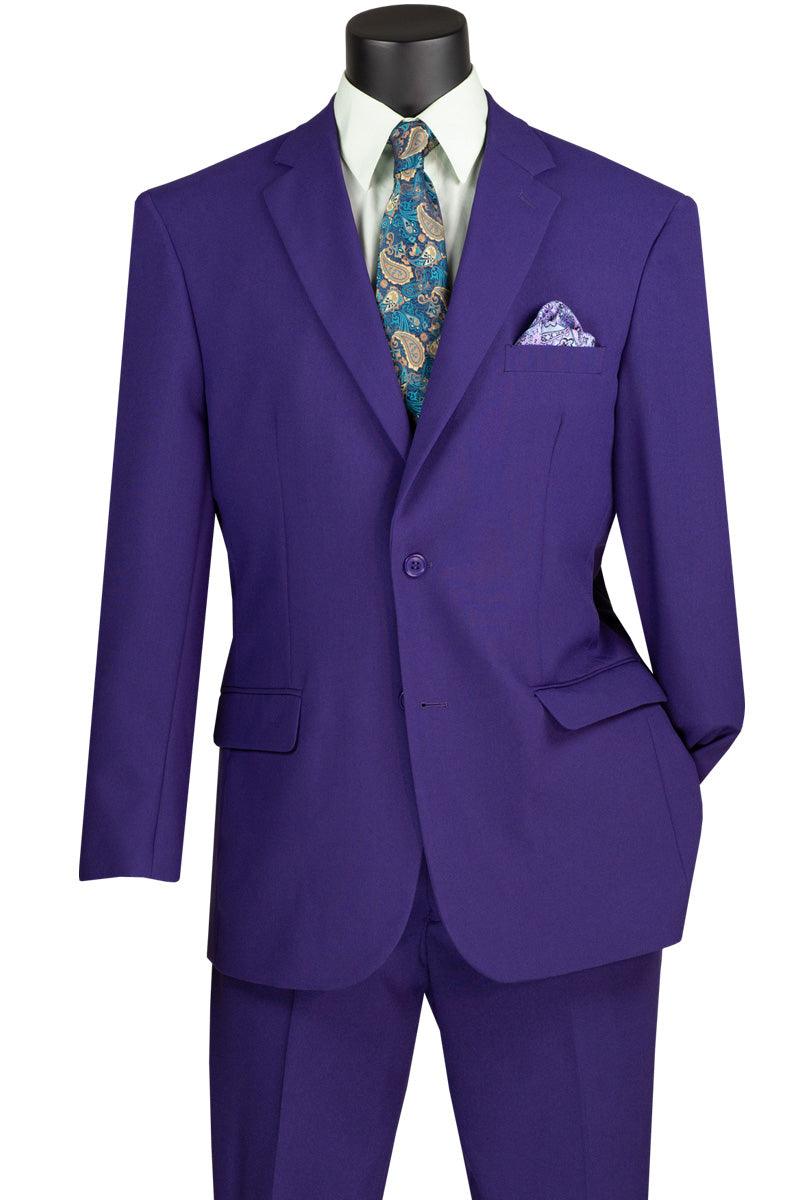 "Regal Purple 2-Button Suit in Classic Poplin | CLOSE OUT Vinci 44R" - Elegant Mensattire