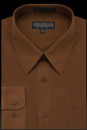 Regular Fit Brown Dress Shirt by Daniel Ellissa - Elegant Mensattire