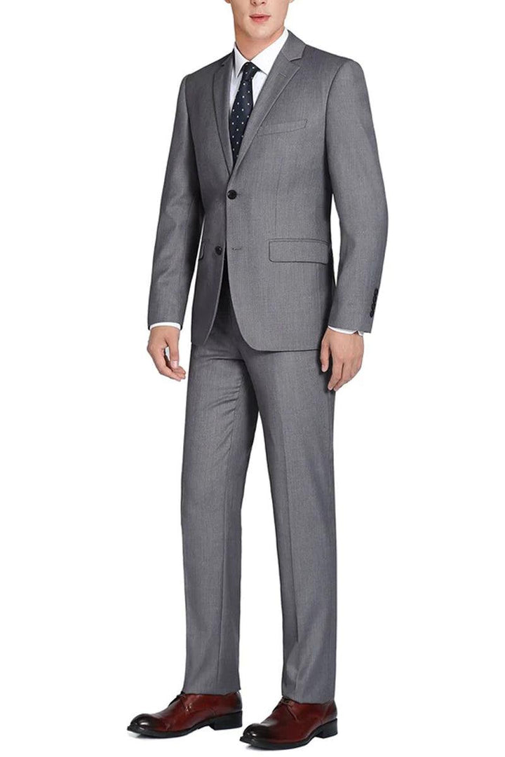 Renoir Grey Wool Suit: Mens Slim Fit, 2-Btn with Optional Vest - Elegant Mensattire