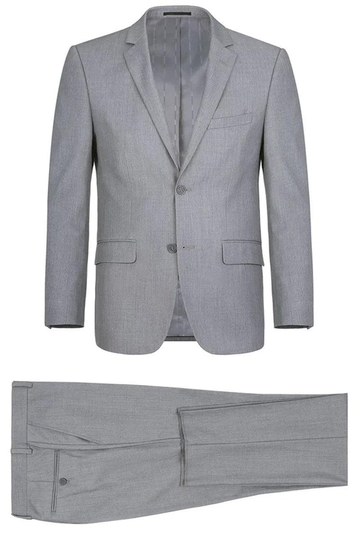 "Renoir Light Grey Men's Basic 2-Btn Long Suit: Sophisticated & Stylish" - Elegant Mensattire