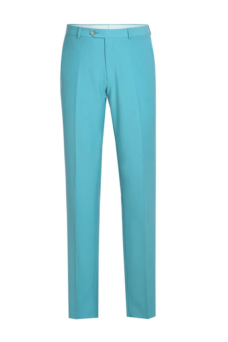 Renoir Men's Aqua Blue Slim-Fit 2-Button Suit - Elegant Mensattire