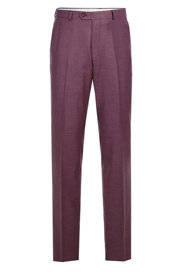 Renoir Men's Burgundy Berry Mauve Two-Button Slim-Fit Suit Set - Elegant Mensattire