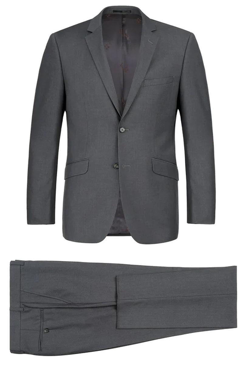 Renoir Men's Charcoal Grey Two-Button Classic Fit Suit w/ Optional Vest - Elegant Mensattire