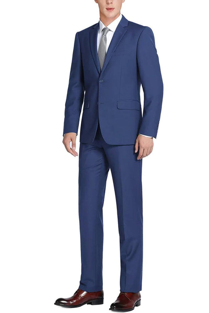 "Renoir Men's Classic-Fit Two-Button Royal Sapphire Suit w/ Optional Vest" - Elegant Mensattire