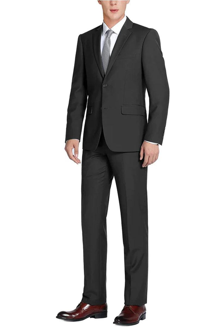 "Renoir Men's Extra Long Basic 2-Button Suit in Black" - Elegant Mensattire