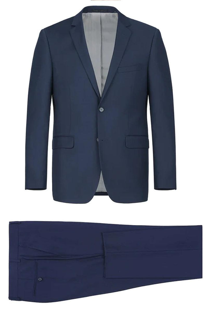 Renoir Men's Slim Fit Navy Suit w/ Optional Vest - Elegant Mensattire