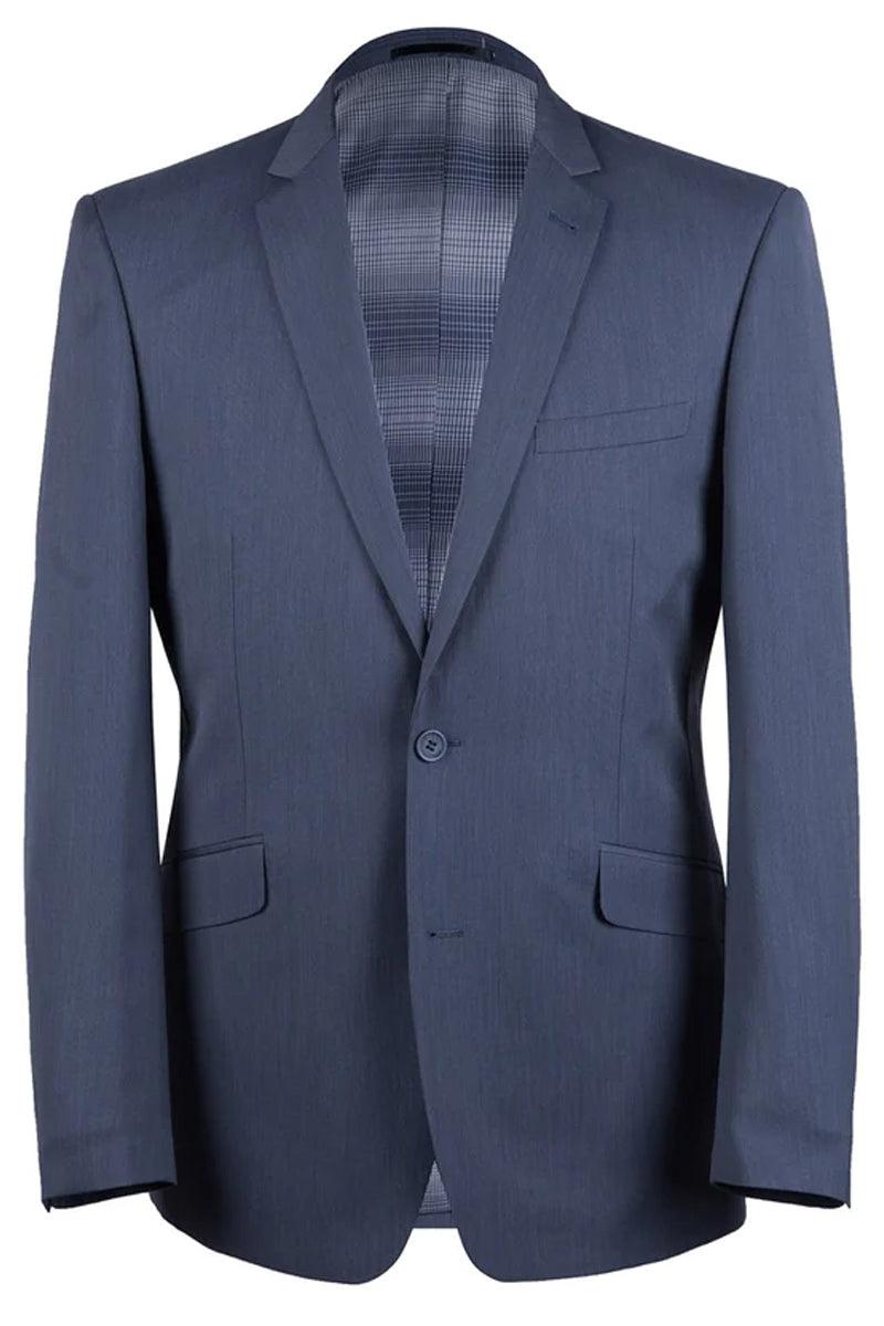 "Renoir Men's Slim-Fit Two-Button Suit in Midnight Blue Birdseye" - Elegant Mensattire