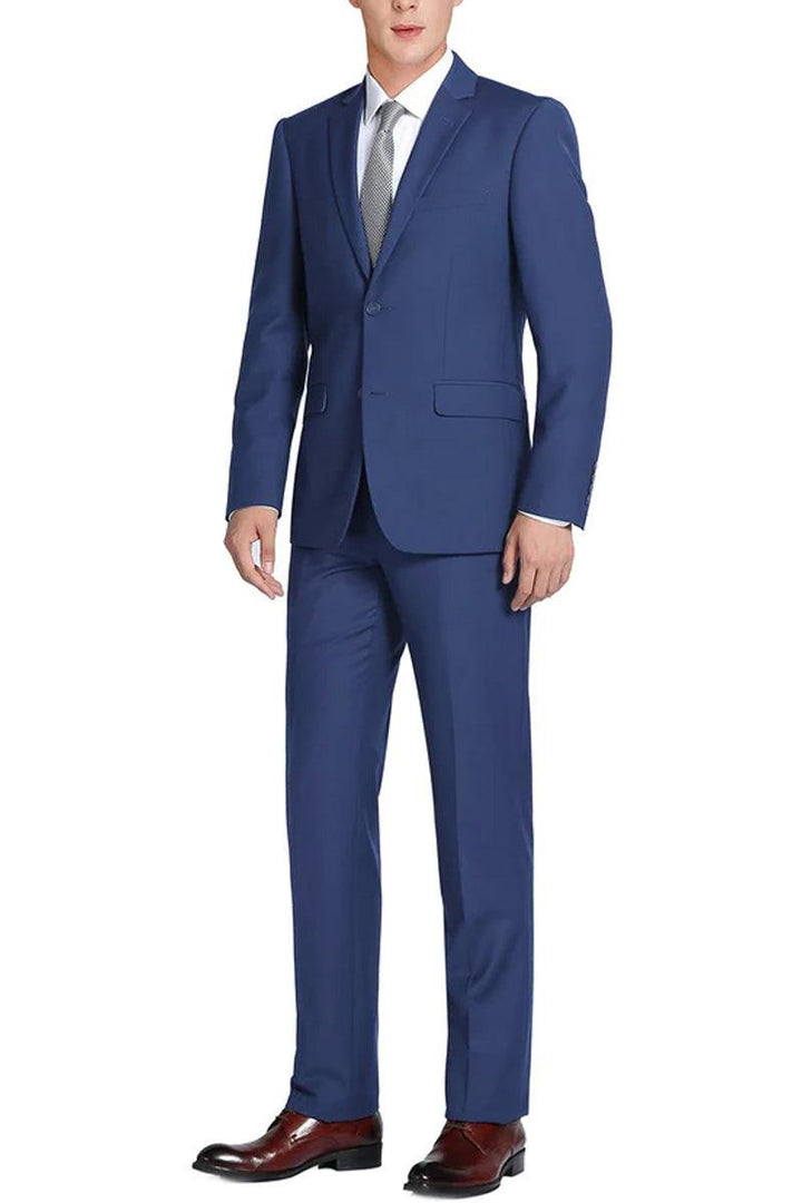 Renoir Men's Two-Button Slim-Fit Cobalt Blue Wedding Suit - Elegant Mensattire