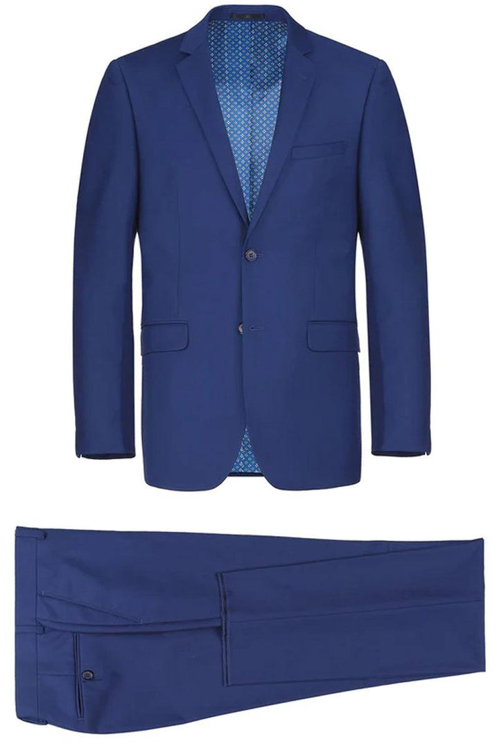 Renoir Men's Two-Button Slim-Fit Cobalt Blue Wedding Suit - Elegant Mensattire