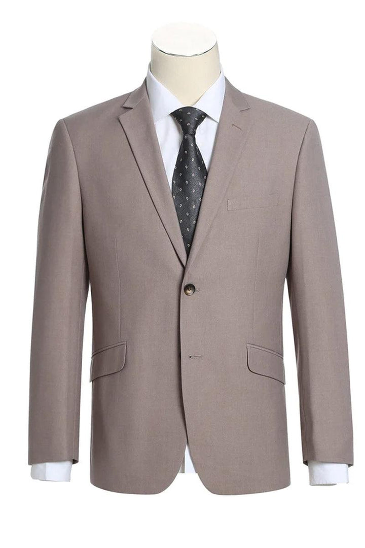 Renoir Men's Two-Button Slim-Fit Dark Tan Suit - Elegant Mensattire