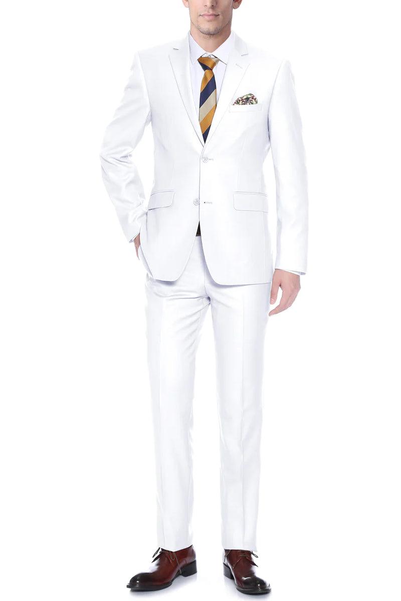 Renoir Men's White Classic Fit 2-Button Suit - Elegant Mensattire