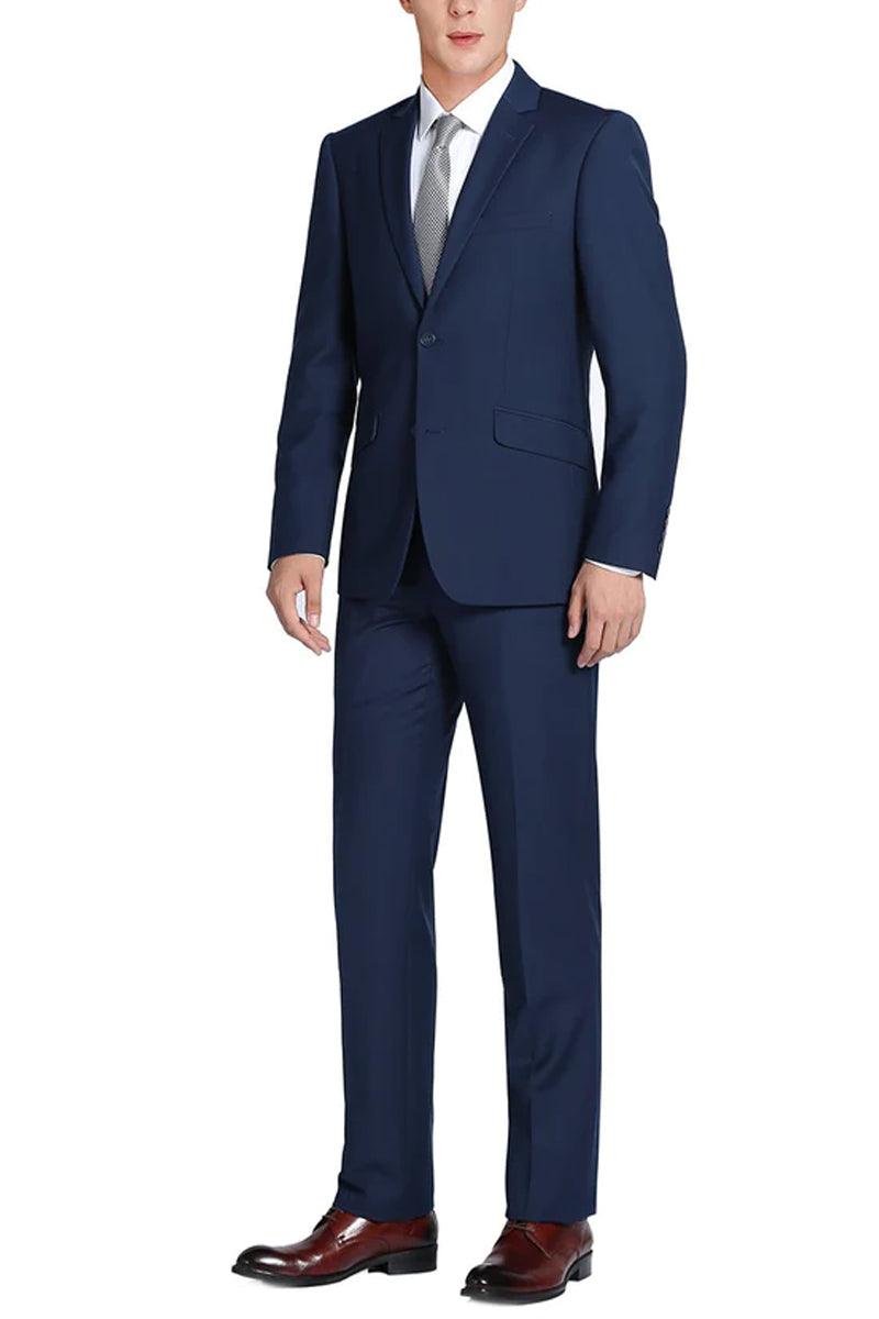 Renoir Mens Slim Fit 2Btn Suit in Indigo Navy - Elegant Mensattire