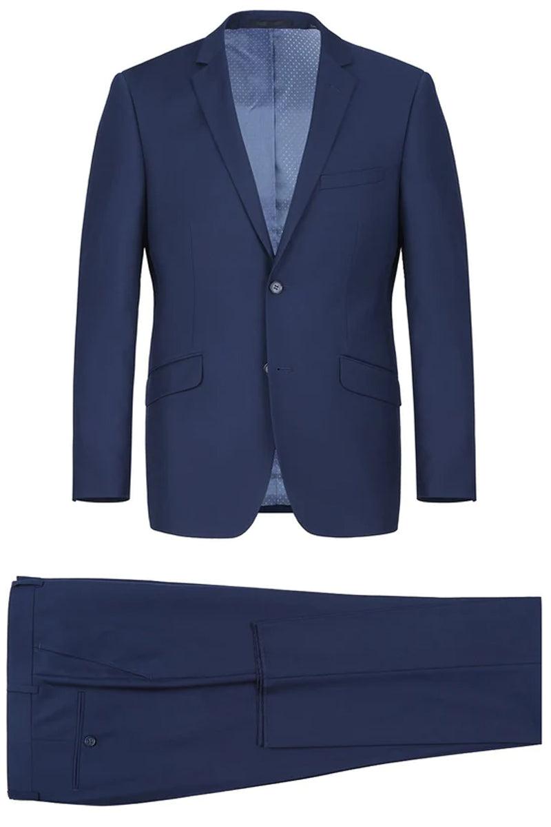 Renoir Mens Slim Fit 2Btn Suit in Indigo Navy - Elegant Mensattire