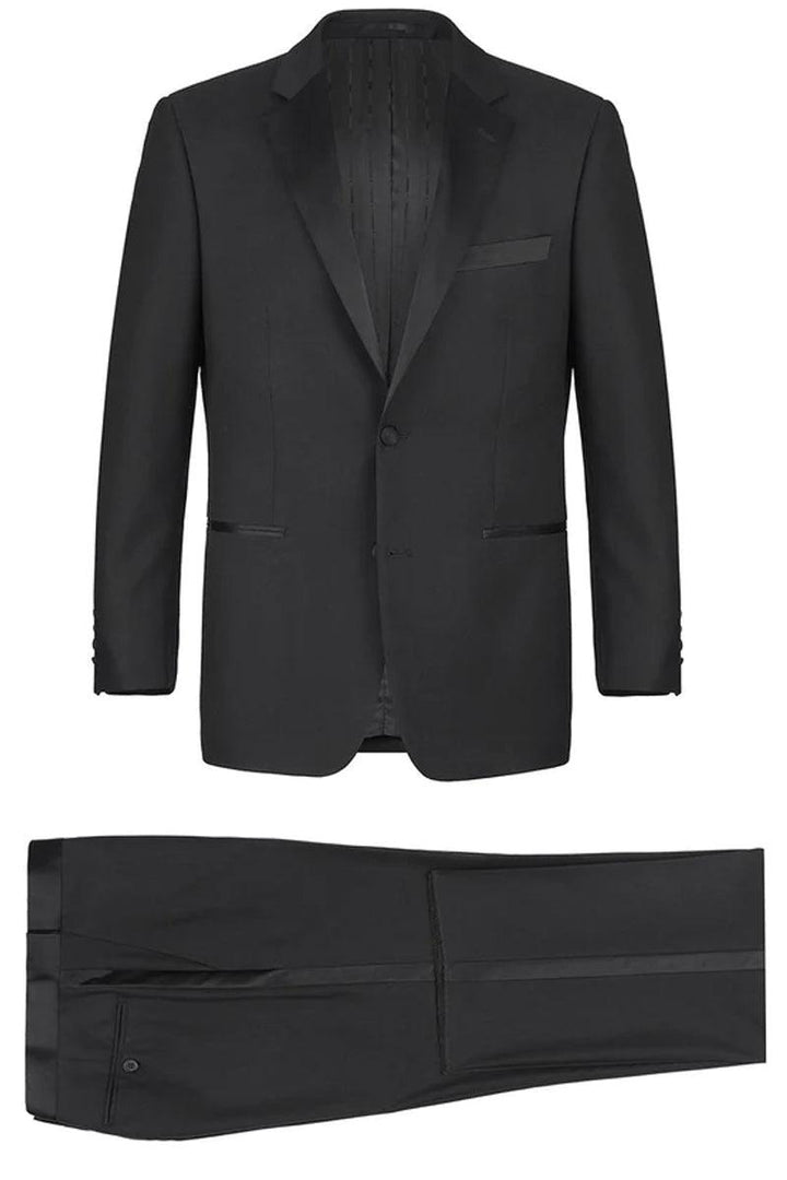 Renoir" | Men's Traditional Two-Button Slim-Fit Notch Tuxedo (Black) - Elegant Mensattire