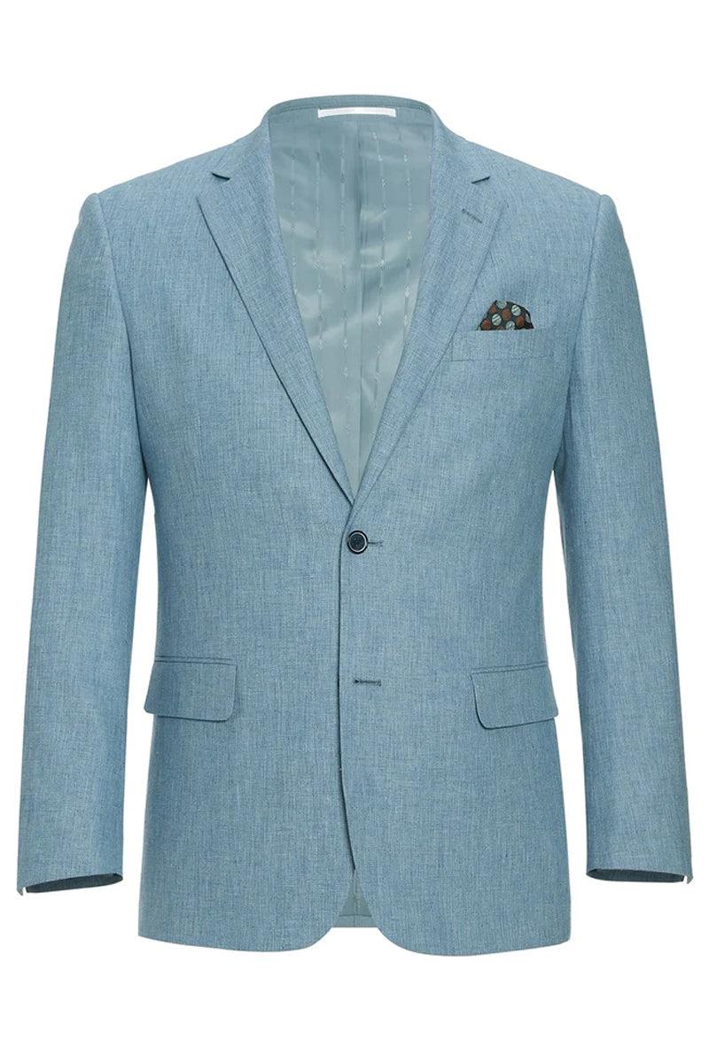 Renoir Slim Fit Sky Blue Suit & Optional Vest - Elegant Mensattire