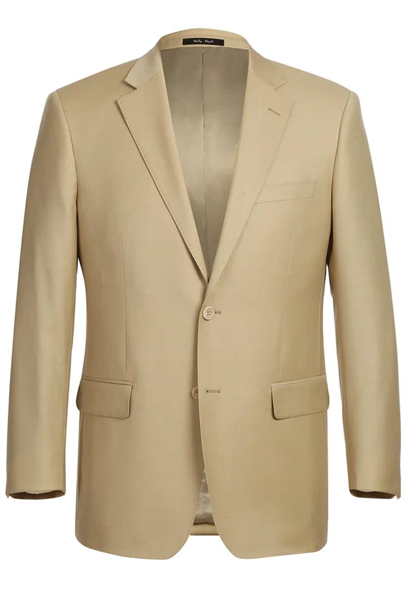 Renoir Tan Wool 2-Button Suit, Classy Classic Fit + Opt. Vest - Elegant Mensattire