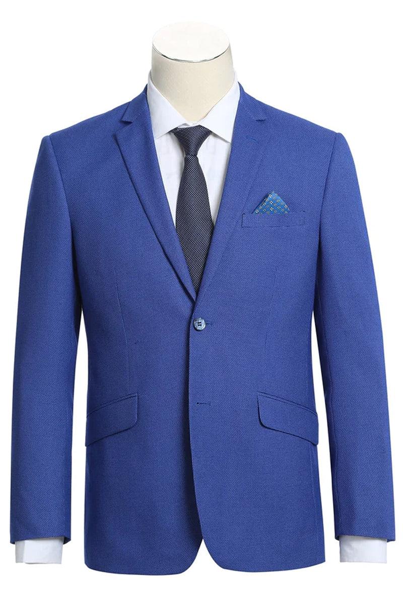 "Renoir Two-Button Micro Check Sport Coat - Slim Fit Blue-Purple Blazers" - Elegant Mensattire