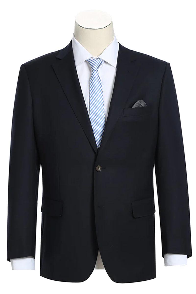 Renoir Two-Button Sport Coat Blazer in Black, Wool Classic Fit - Elegant Mensattire