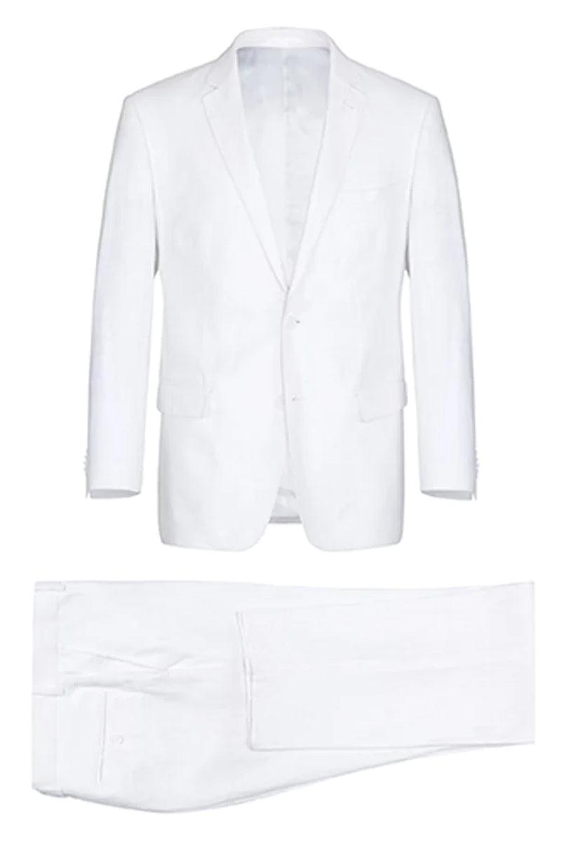 Renoir White Linen 2-Button Classic Fit Summer Suit - Elegant Mensattire