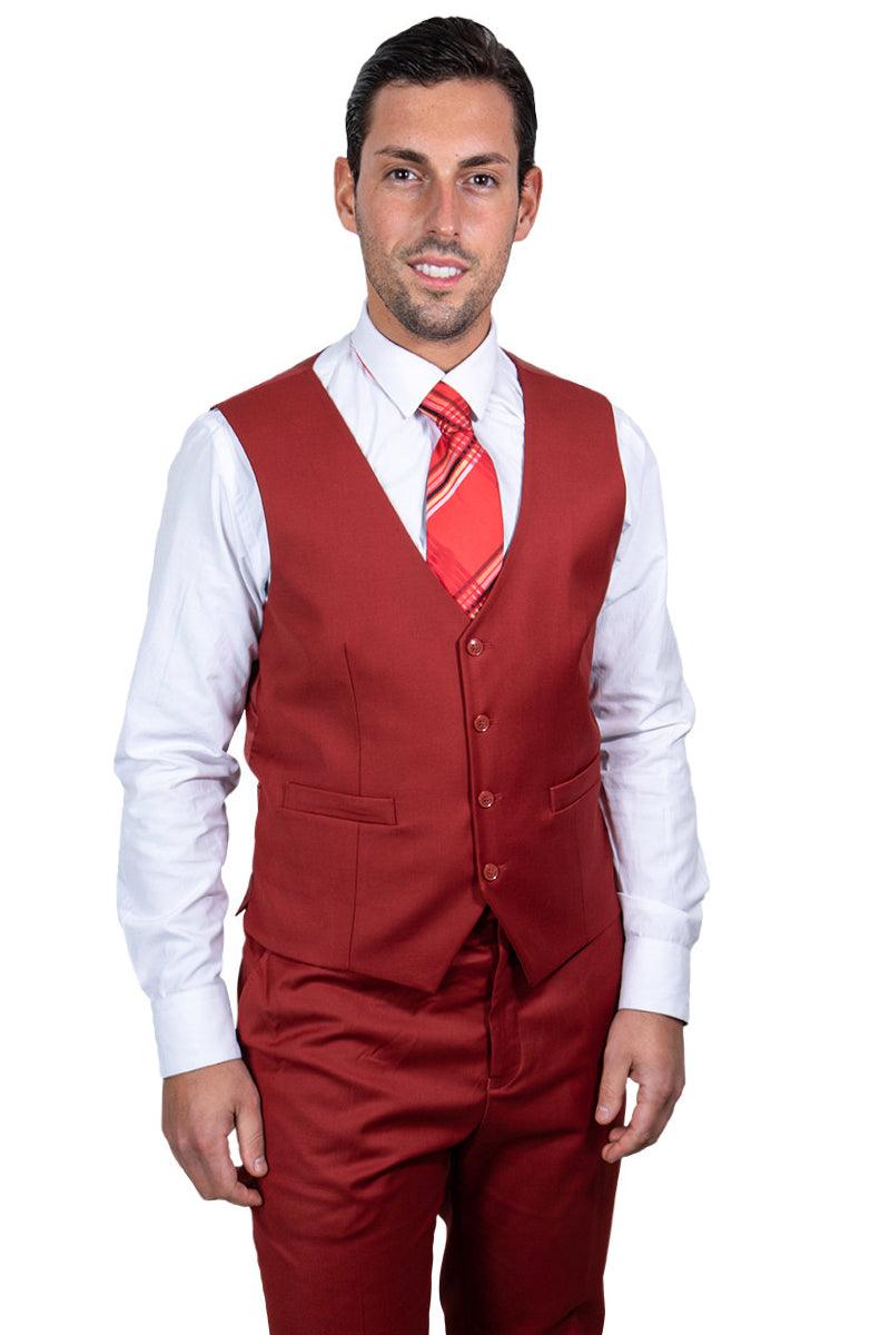 Revised product title: Stacy Adams Men's 2-Btn Vested Basic Brick Suit. - Elegant Mensattire