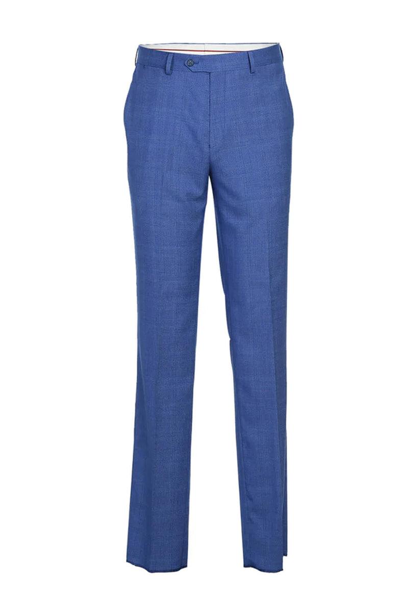 Royal Blue English Laundry Notch Suit: Slim Fit Winpane Plaid - Elegant Mensattire